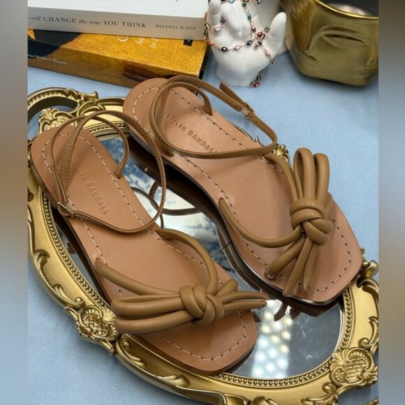 🆕 LOEFFLER RANDALL 🧿 NWOB Henriette Leather Bow Flat Sandal, Dune - Sz 7 - Picture 10 of 13